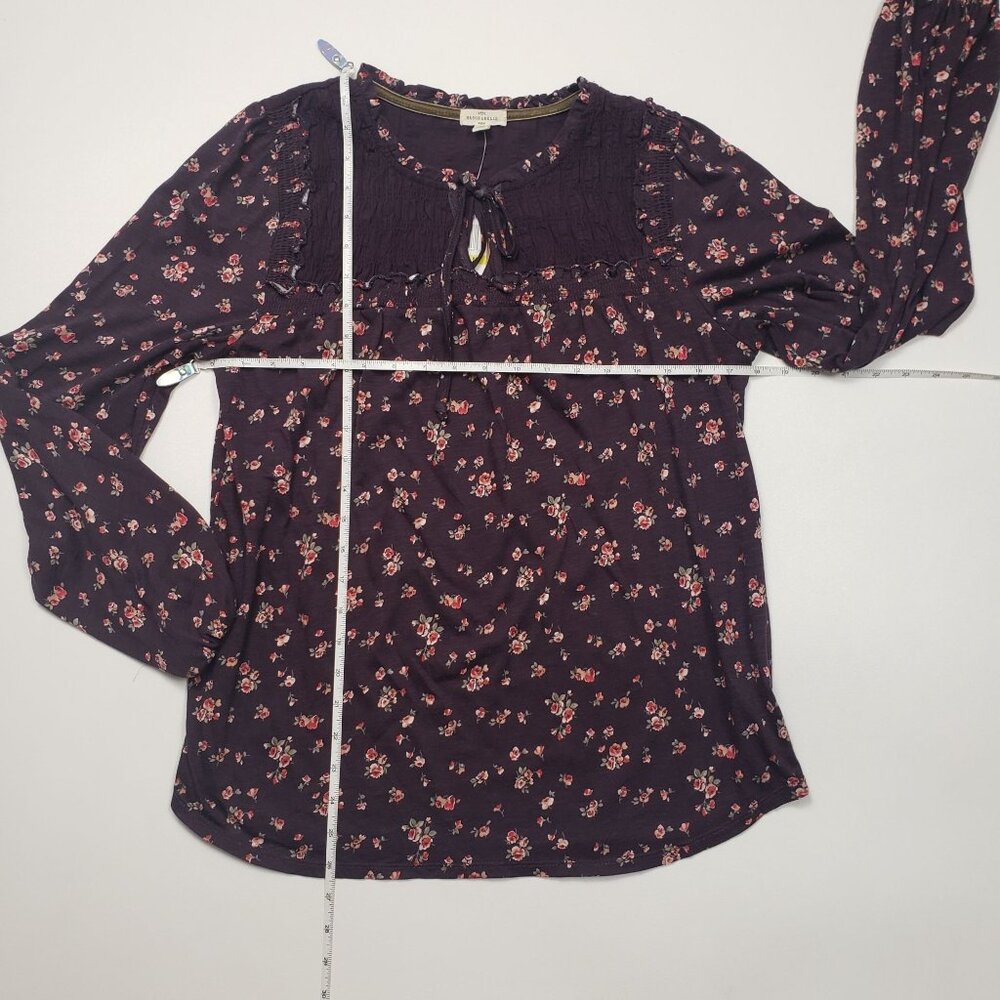 Mason & Belle Floral LS Blouse Women's Size Medium Plum Cottagecore Grandmacore - Picture 4 of 14